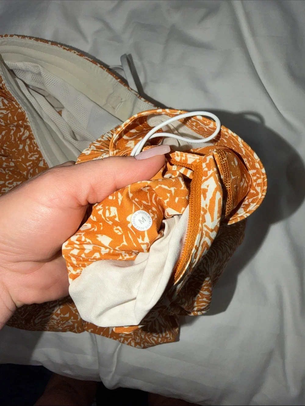 Lululemon Mens Orange Printed Drawstring Shorts - M